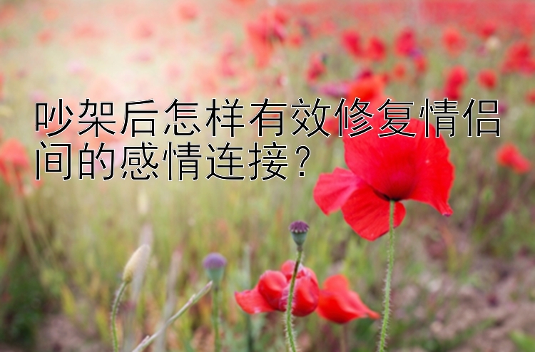 吵架后怎样有效修复情侣间的感情连接？