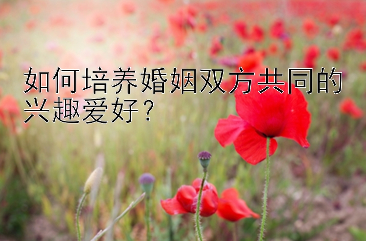 如何培养婚姻双方共同的兴趣爱好？